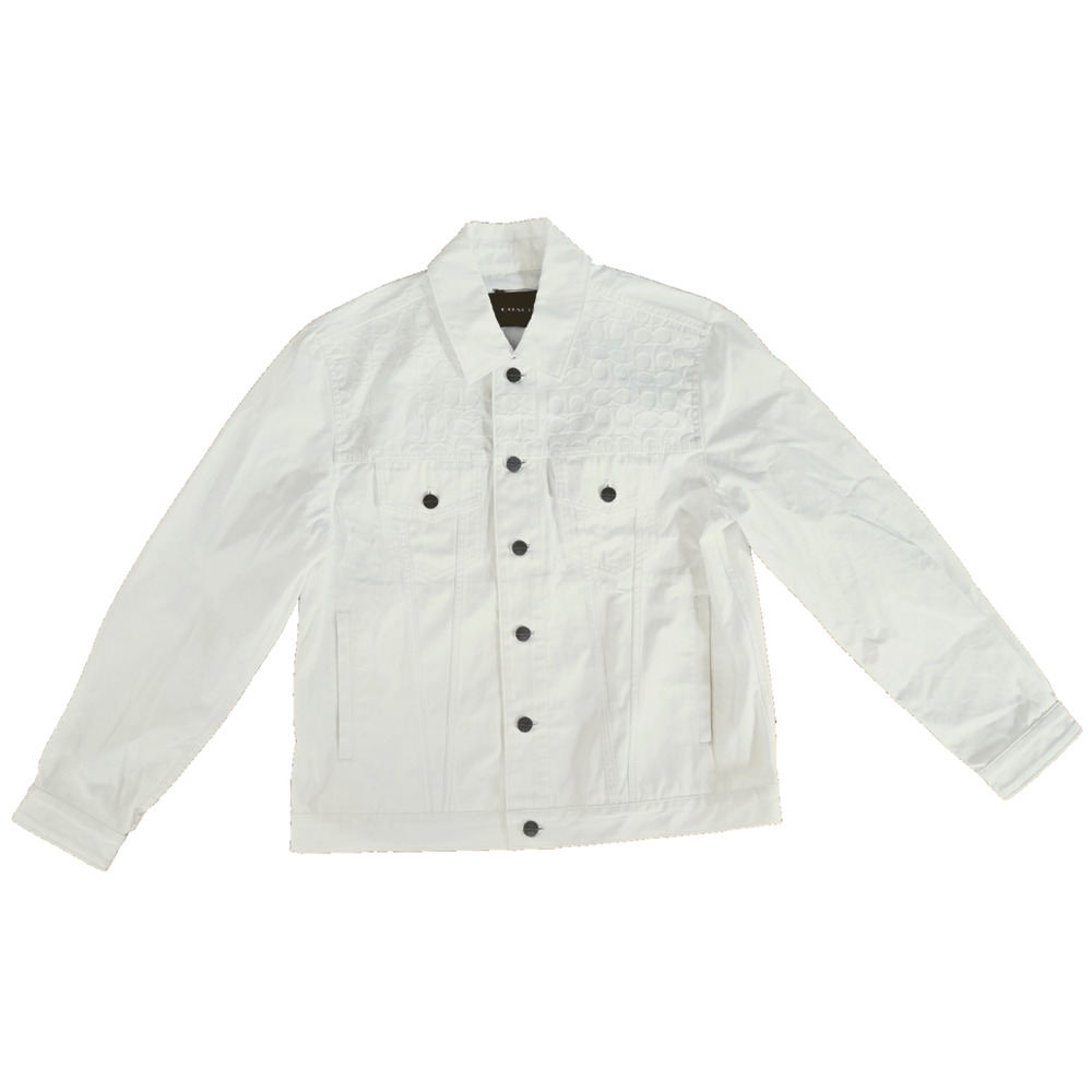 Signature Coach Mens Trucker Denim Jean Jacket White Size‎ Medium - NEW